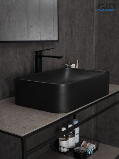 Раковина Gid Bm9598 53365 накладная черная матовая 61x38x15